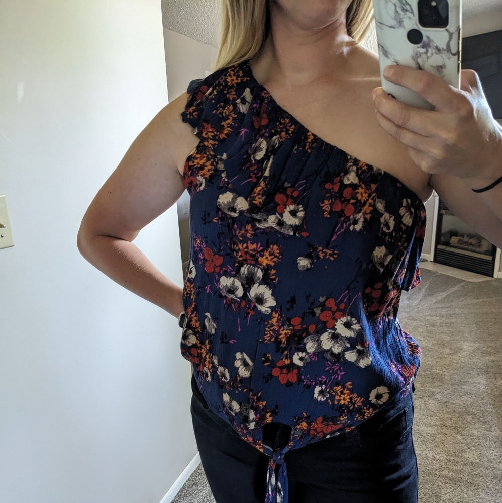 One Shoulder Mossimo Floral Shirt